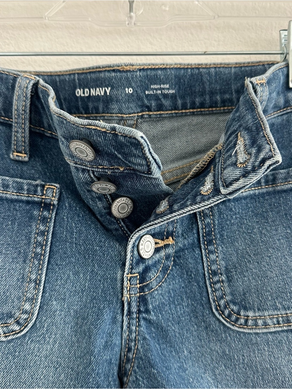 Old Navy Girls High-Rise Dark Blue Denim Shorts Button Fly Size 10 NWOT - Picture 6 of 8
